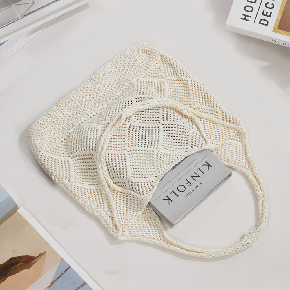 Knitted Shoulder Bag Hollow Tote Bag Handbag